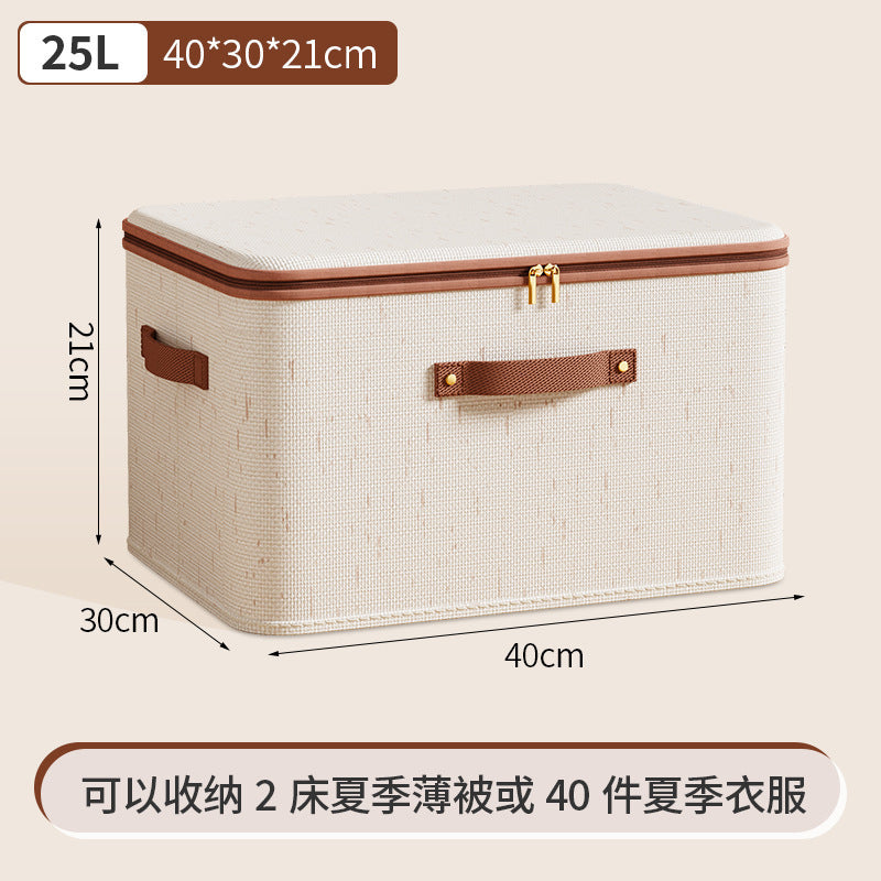 Tianshan cotton and linen zipper storage box with lid for clothes, home bedroom storage box, large-capacity miscellaneous storage box