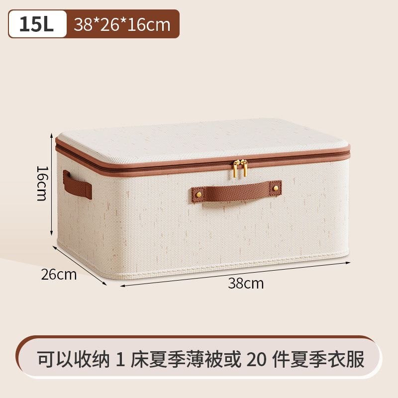 Tianshan cotton and linen zipper storage box with lid for clothes, home bedroom storage box, large-capacity miscellaneous storage box