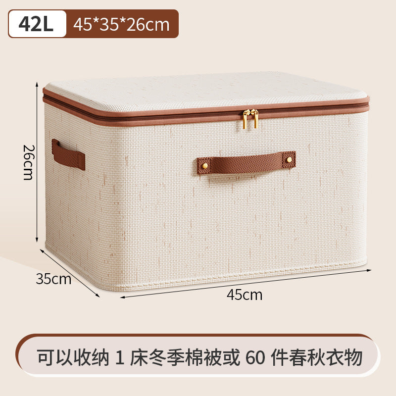 Tianshan cotton and linen zipper storage box with lid for clothes, home bedroom storage box, large-capacity miscellaneous storage box