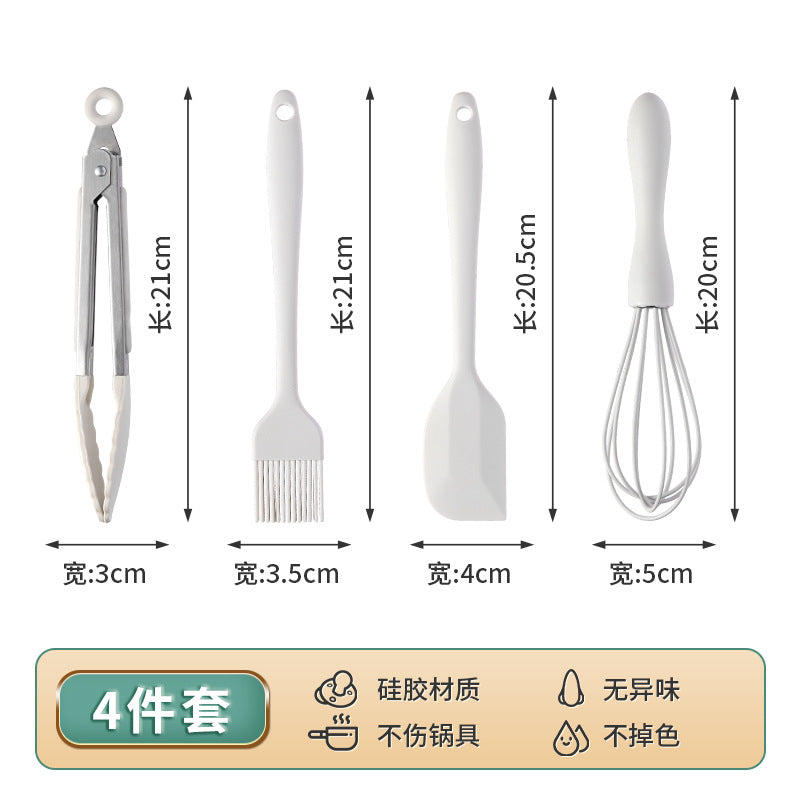 Food-grade egg beater, mini food holder, silicone mini baking 4-piece set, mini baking oil scraper brush