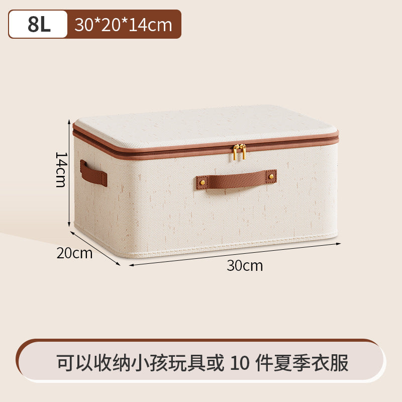 Tianshan cotton and linen zipper storage box with lid for clothes, home bedroom storage box, large-capacity miscellaneous storage box