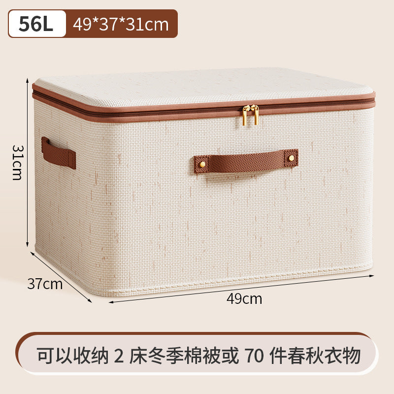 Tianshan cotton and linen zipper storage box with lid for clothes, home bedroom storage box, large-capacity miscellaneous storage box